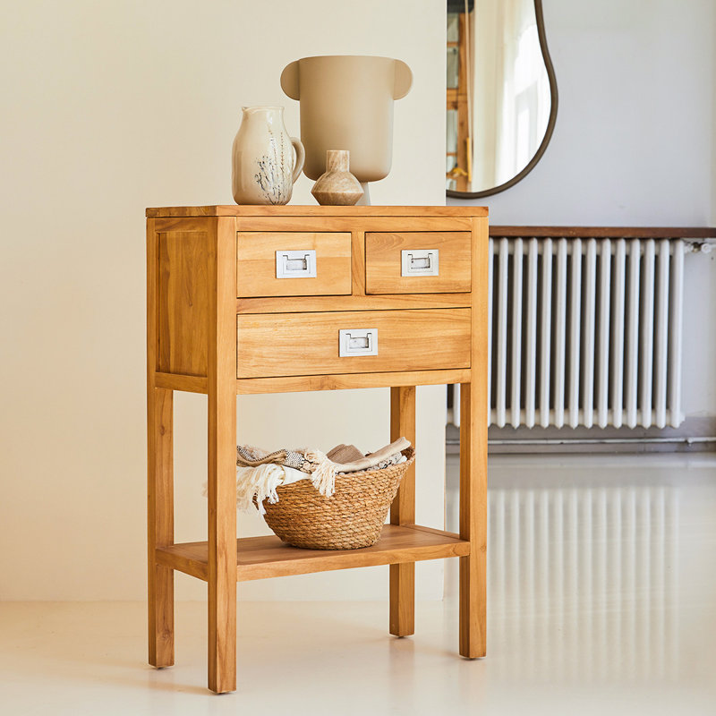 Labarbera 60 cm W Solid Wood Top Console Table