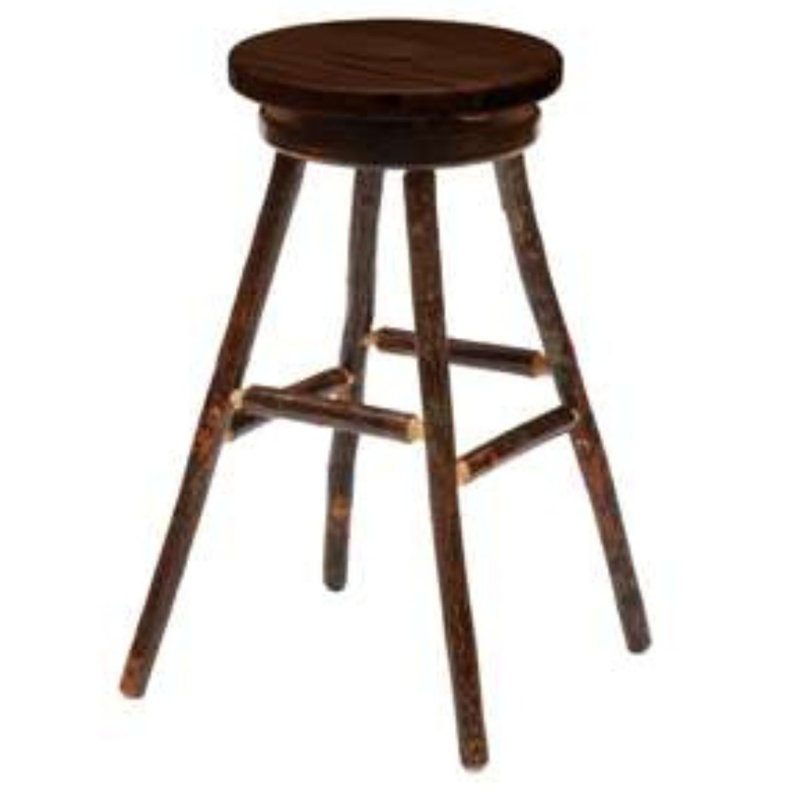 Fireside Lodge Hickory Log Swivel Counter Stool - Wood Seat - Espresso, Espresso