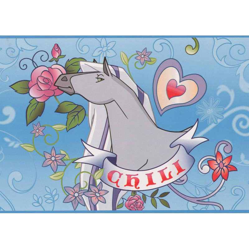 Caricature d'une bordure murale Horseland, Bleu