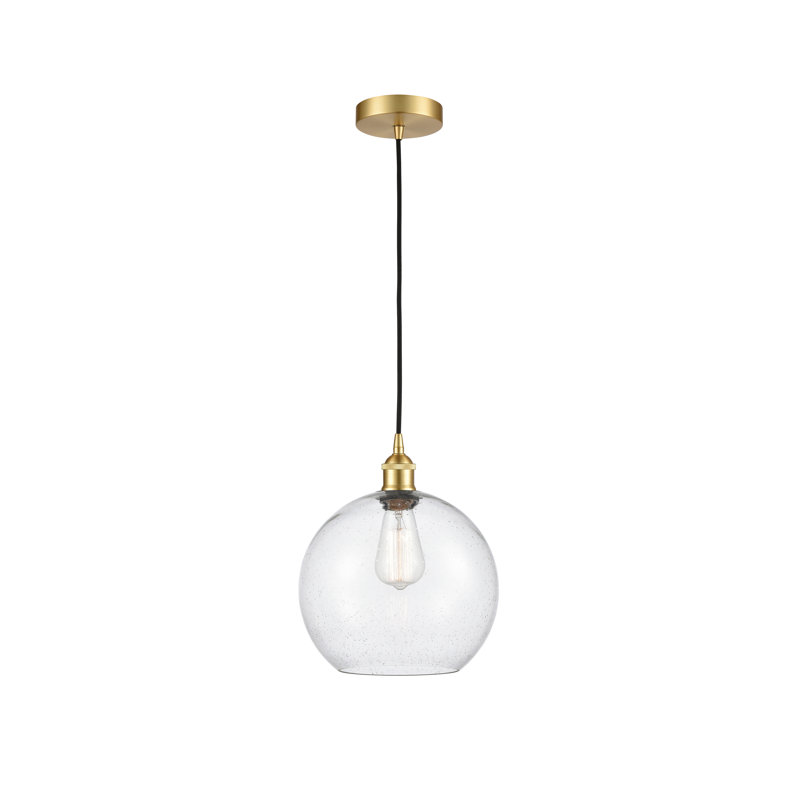 Luminaire suspendu simple à 1 lumière Ralph, Transparent, H 8,88 po x l 6 po x P 6 po, Or satiné