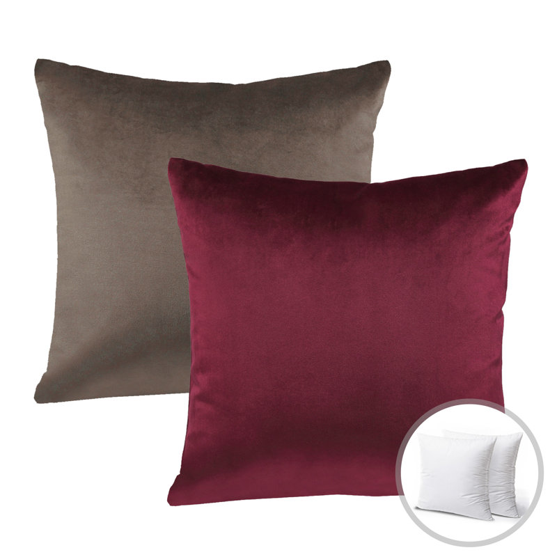 Reversible Throw Pillow, 18"H x 18"W, Dark Red/Dark Coffee