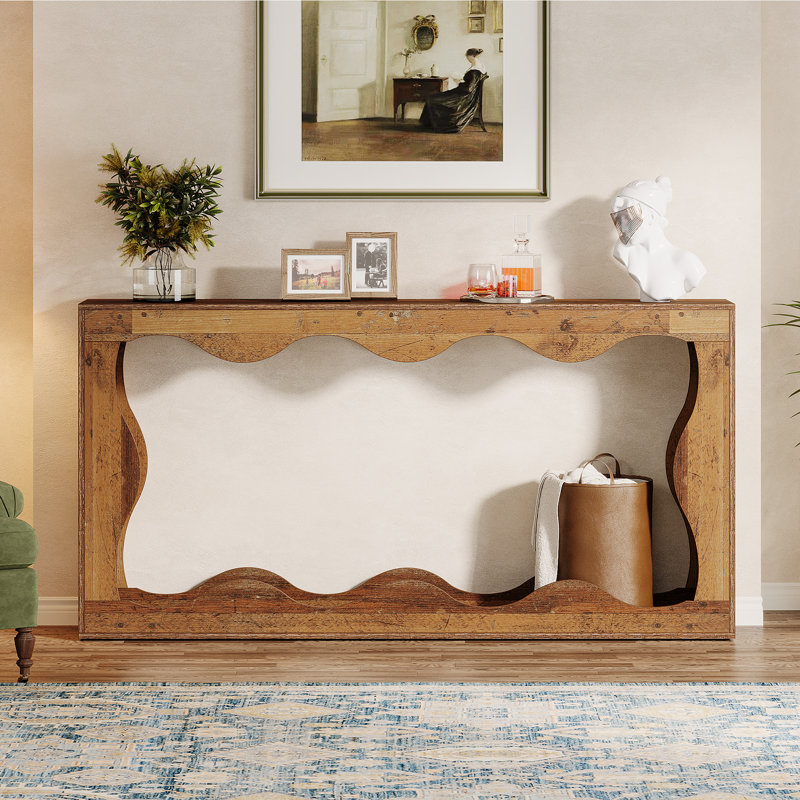 63 Inches Console Table with Storage, Mix Brown