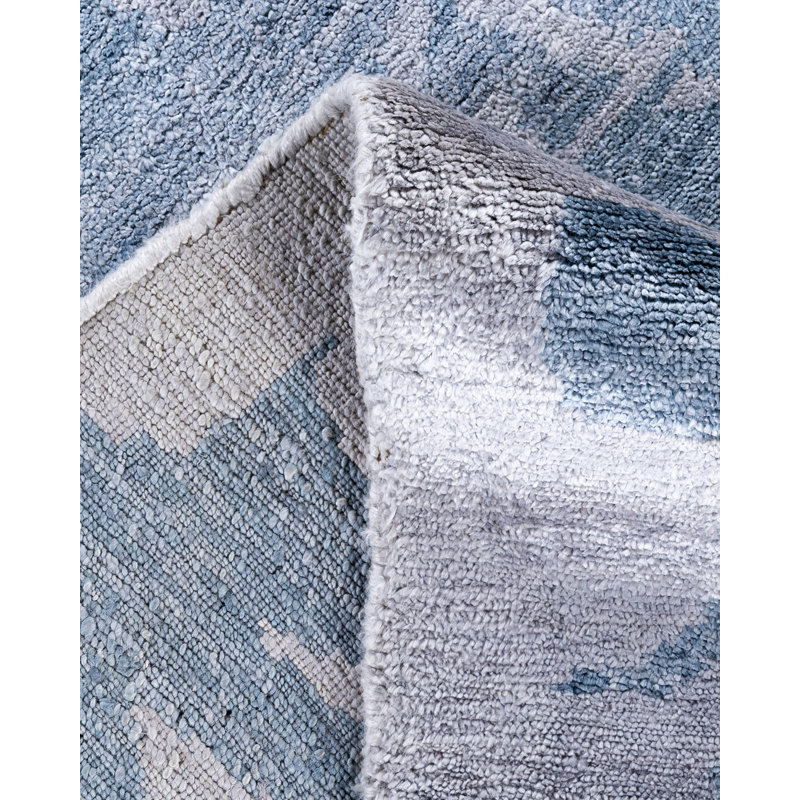 Tapis moderne noué à la main de conception unique - gris, 8 pi 2 po x 9 pi 10 po Modern
