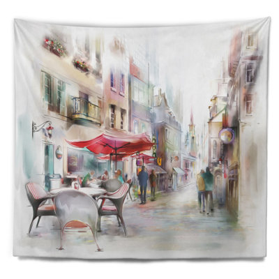 Tapisserie paysage urbain illustré street art Abstract