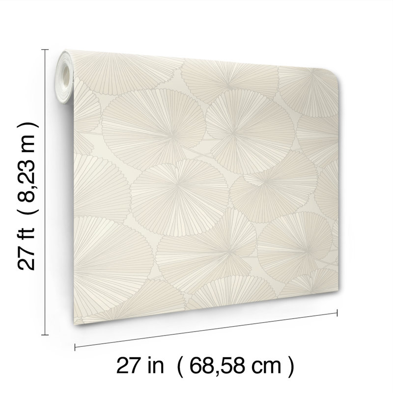 Papier peint Layered Spa Lily Pads, Crème