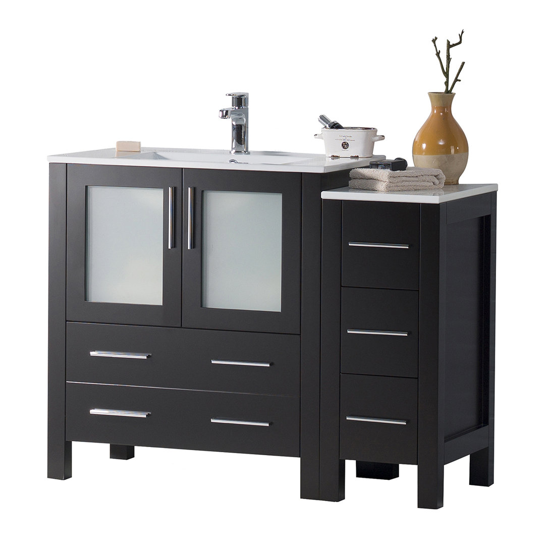 Blossom 42'' Solid Wood Bathroom Vanity  – Ceramic Sink, Side Cabinet, Soft-Close Drawers & Tempered Glass Doors Blossom Base 