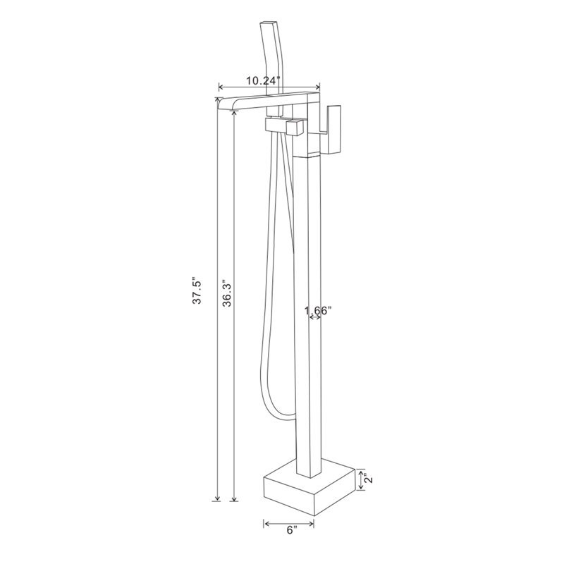 Gold Freestanding Floor Mount Tub Faucet with Hand Shower