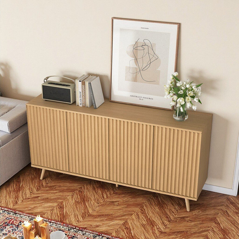 Ebern Designs Wood Storage Sideboard Cabinet With Honeycomb Doors | Wayfair