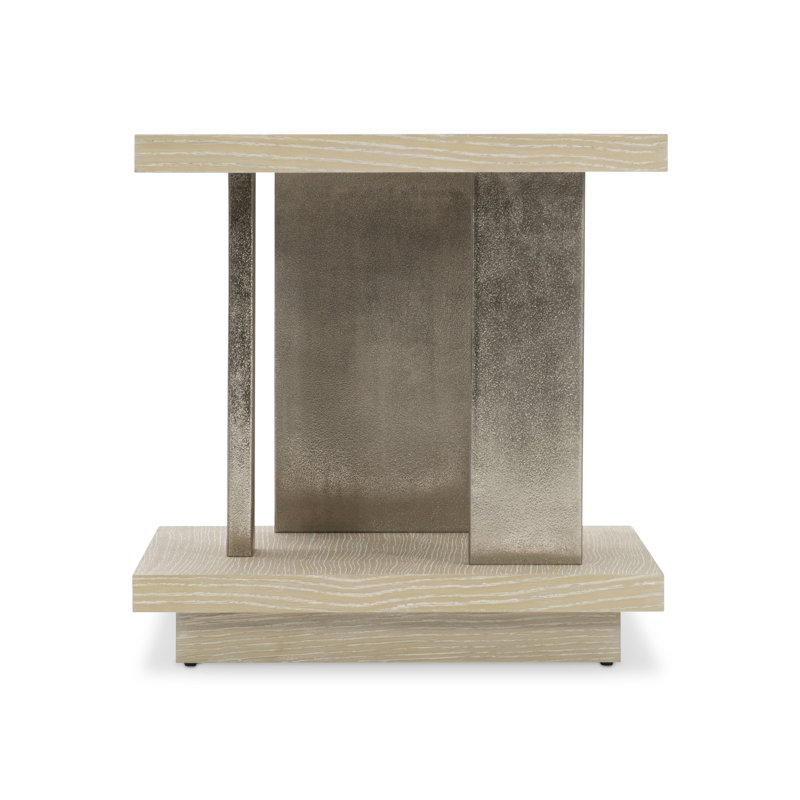 Dune Finish Square End Table with Cast Aluminum Accents