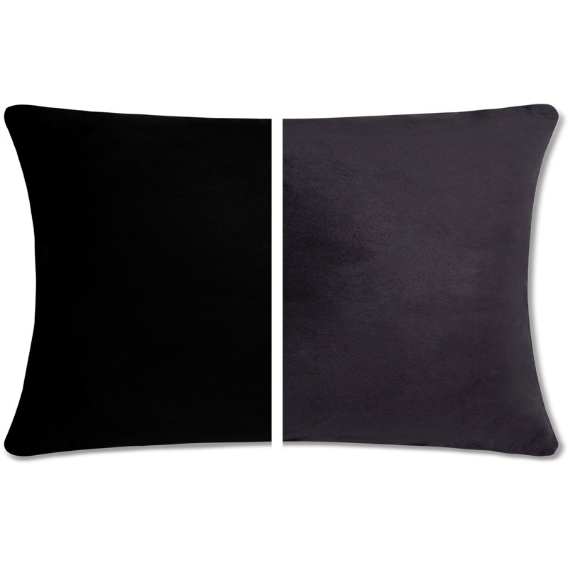 2 PCS Luxurious Premium Down Rectangular, Stable Black, Polyester/Polyfill-Microbeads