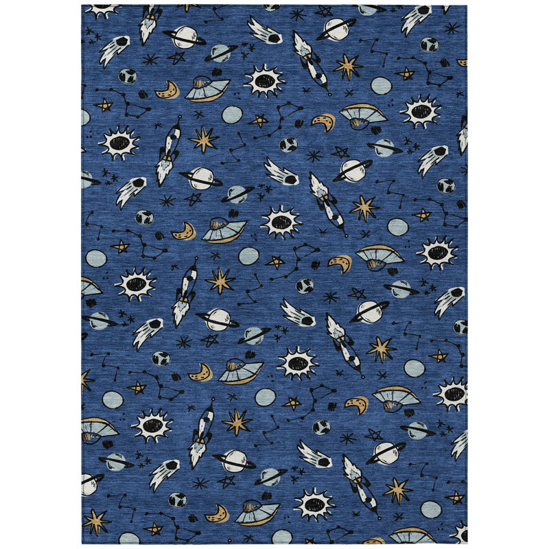 Machine Washable Indoor/Outdoor Chantille ACN2580 Kids Rug, Baltic, 5' x 7'6"