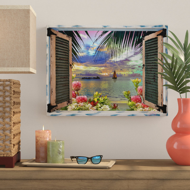 Art mural sur toile tendue - Leo Wall «Window to Paradise III» pour décoration de salon, de chambre à coucher ou de bureau - 14 x 19