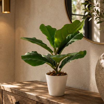 Artificial Potted Foliage Plants 38cm Faux Ficus Plant in Pot Liner