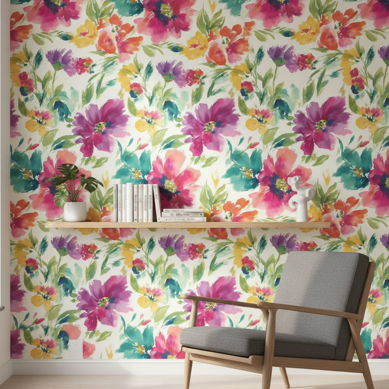 Papier peint floral abstrait abstrait mural