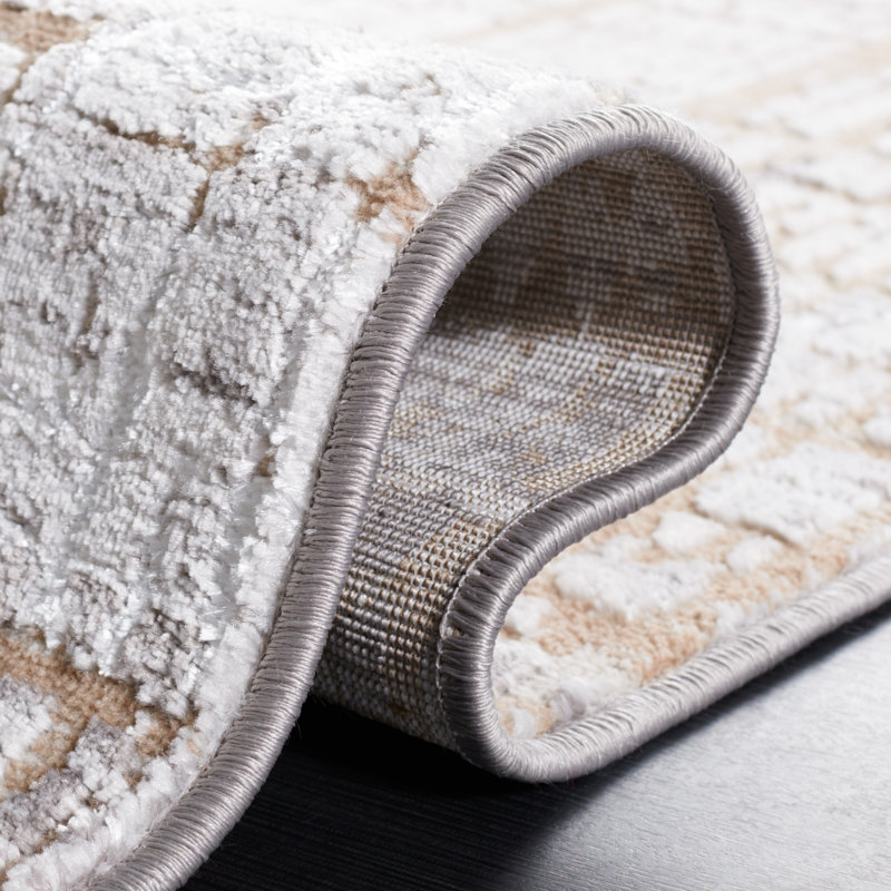Amelia Gray and Beige Synthetic Hand-knotted Area Rug