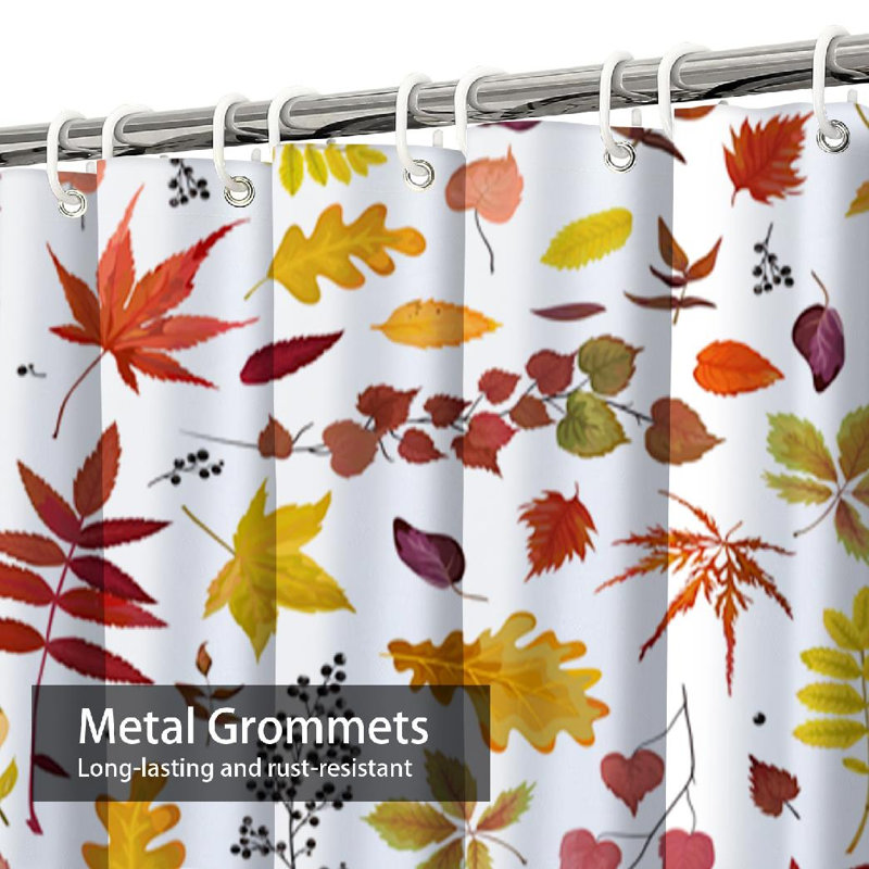 Rideau de douche d'automne avec 12 crochets, L 72 po x l 78 po