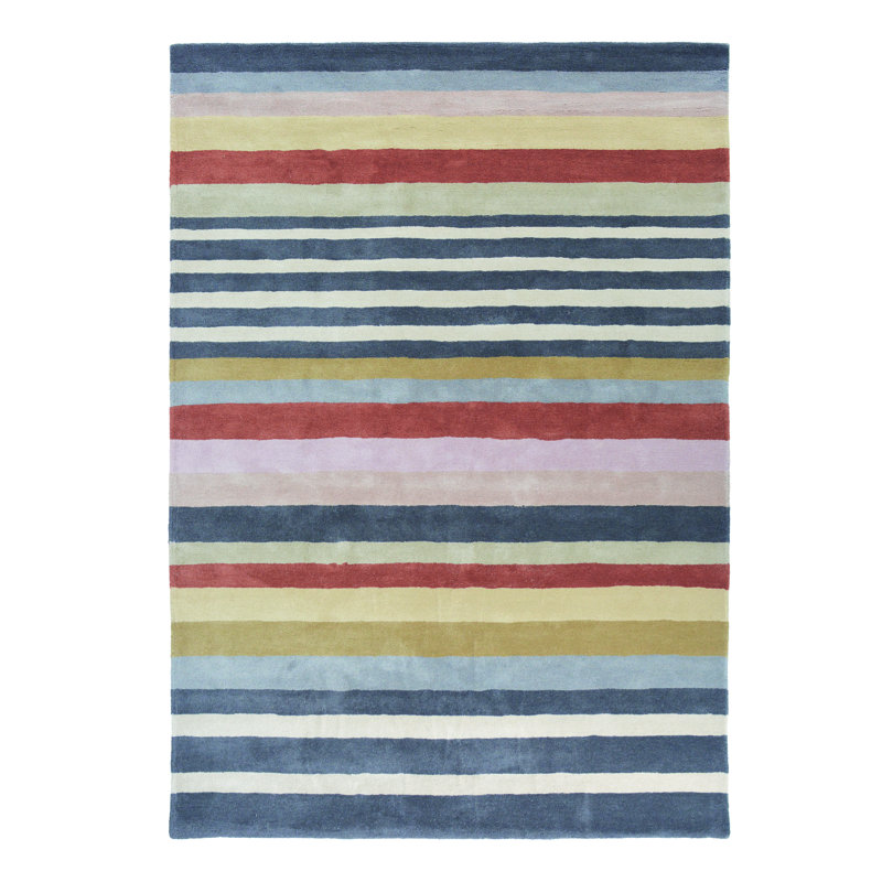Striped Area Rug in Gray/Pink/White, Rectangle 4'7" x 6'7"