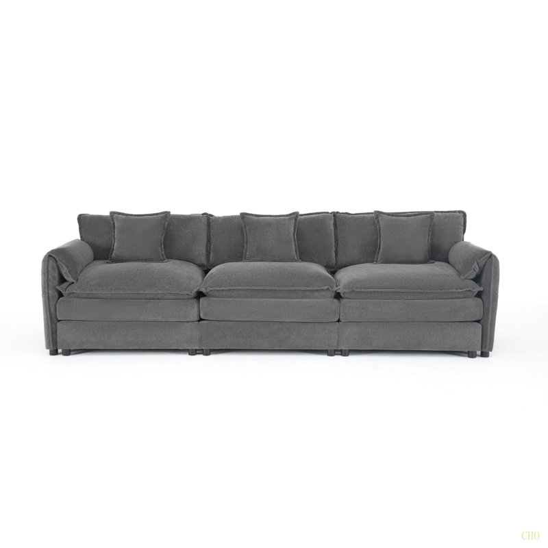 Canapé modulaire surdimensionné à assise profonde, canapé en nuage de chenille moderne, grand canapé modulaire 3 places avec 3 coussins pour le salon, la chambre et le bureau, combinaison de bricolage