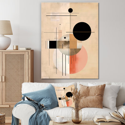 Géométrie beige en mouvement V sur toile