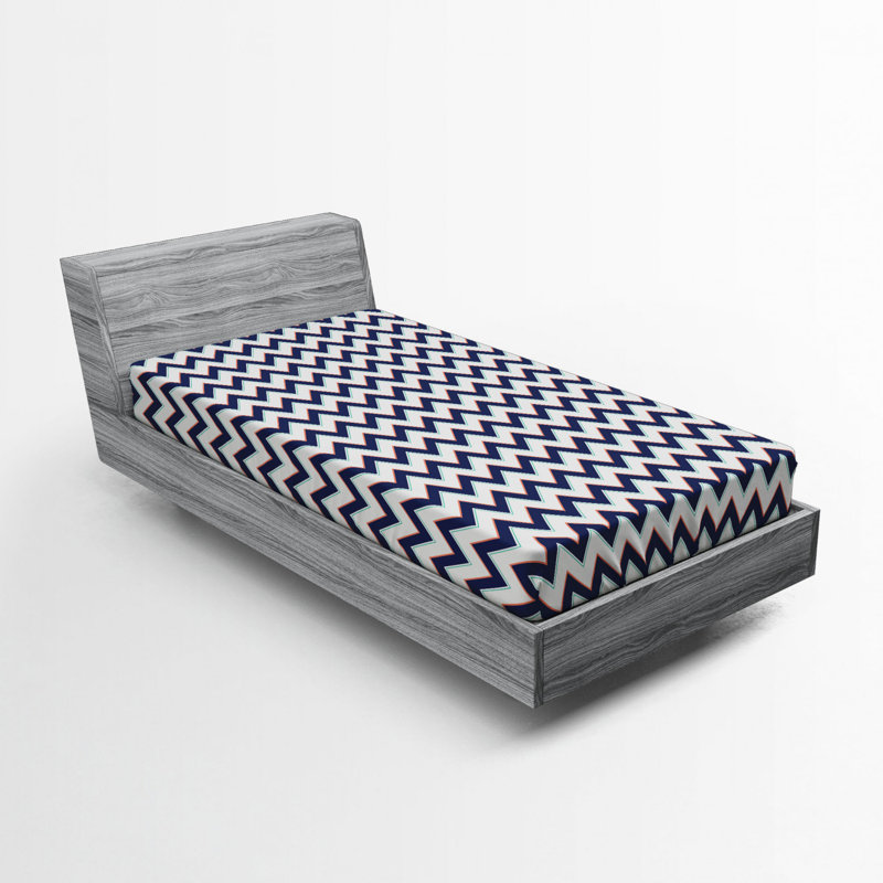 Drap-housse Zig Zag, Drap-housse simple TG, Chevron marine