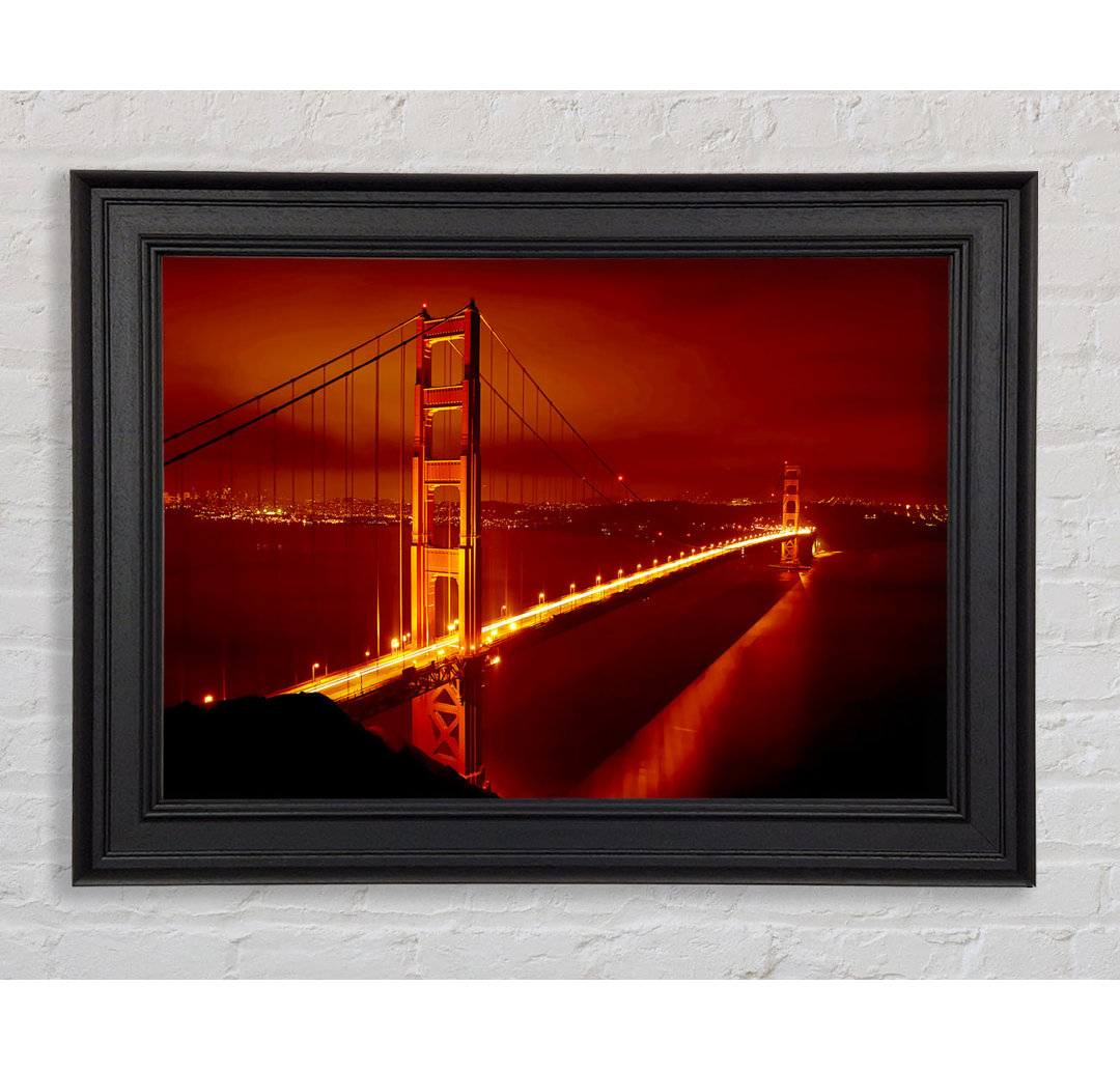 San Francisco Golden Gate Bridge Rotes Glühen - Einzelner Bilderrahmen Kunstdrucke