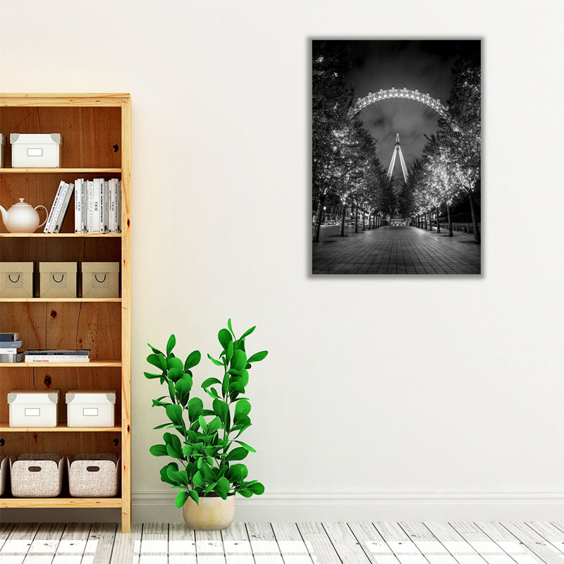 «London Eye Black and White», reproduction d'art sur toile, H 24 po x l 18 po