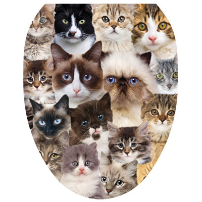 Adhésif décoratif pour siège de toilette Cat Collage