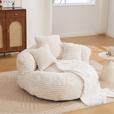 Fauteuil à billes, fauteuil à billes pour adultes, enfants, fauteuil à billes surdimensionné en velours côtelé avec 3 coussins et accoudoirs, fauteuil à billes et canapé paresseux avec rembourrage en mousse pour chambre à coucher