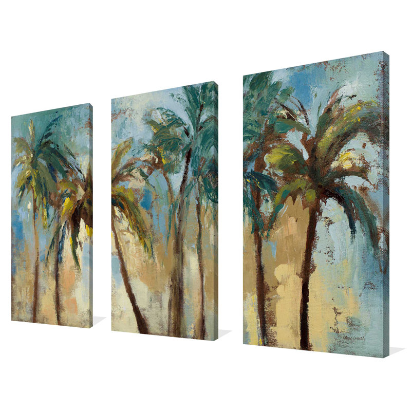 "Island Morning Palms", ensemble de 3 impressions sur toile