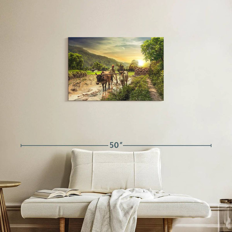 Brampt Farmer With Oxen, 20" H x 30" W