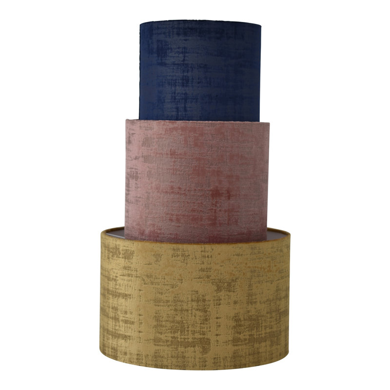 Drum Velvet Lamp Shade ( Uno ), 25cm H x 40cm W x 40cm D, Indigo Blue