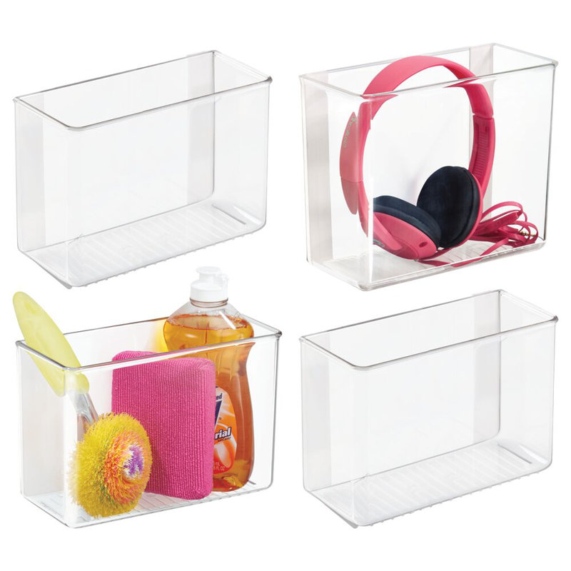iDesign Adhesive Organizer Bin for Kitchen - Set of 4 - Clear