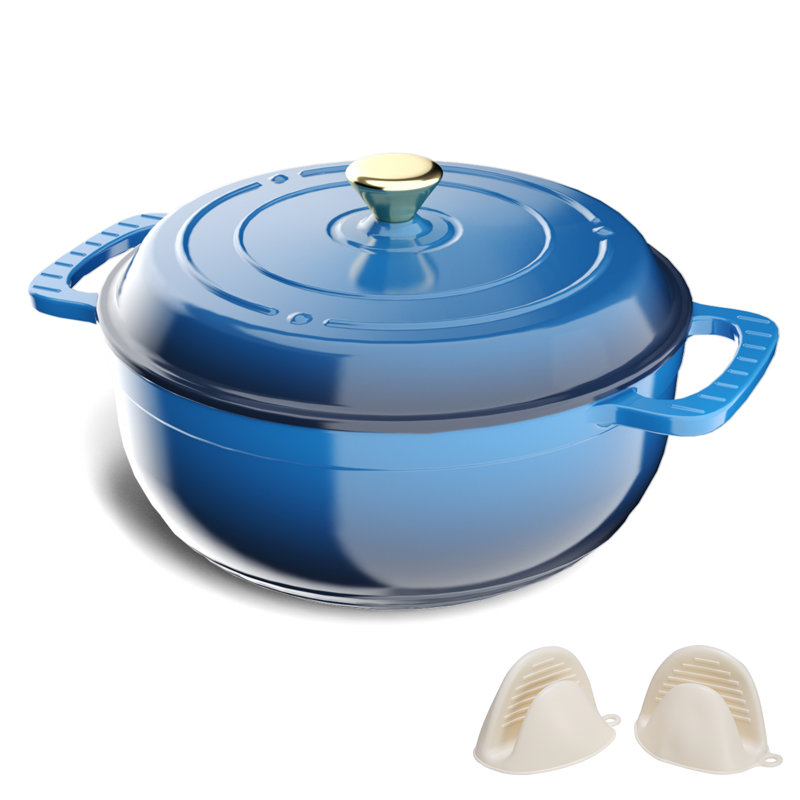 Winado Non-Stick Cast Iron Round Dutch Oven, 5.7 L, Red