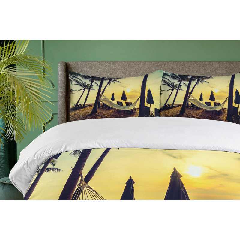 Coastal Floral Duvet Cover, Queen Duvet Cover + 2 shams