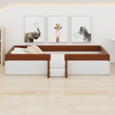 Upholstered Daybed Frame With Fence And Stairs