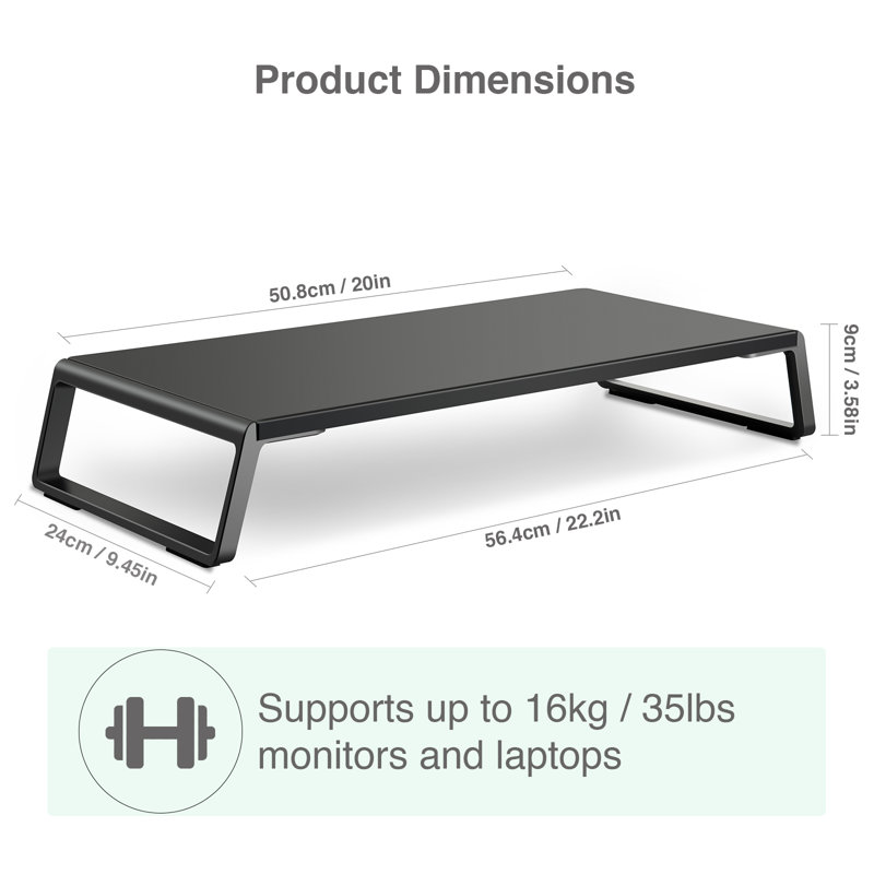 Support à moniteur ergonomique, Noir