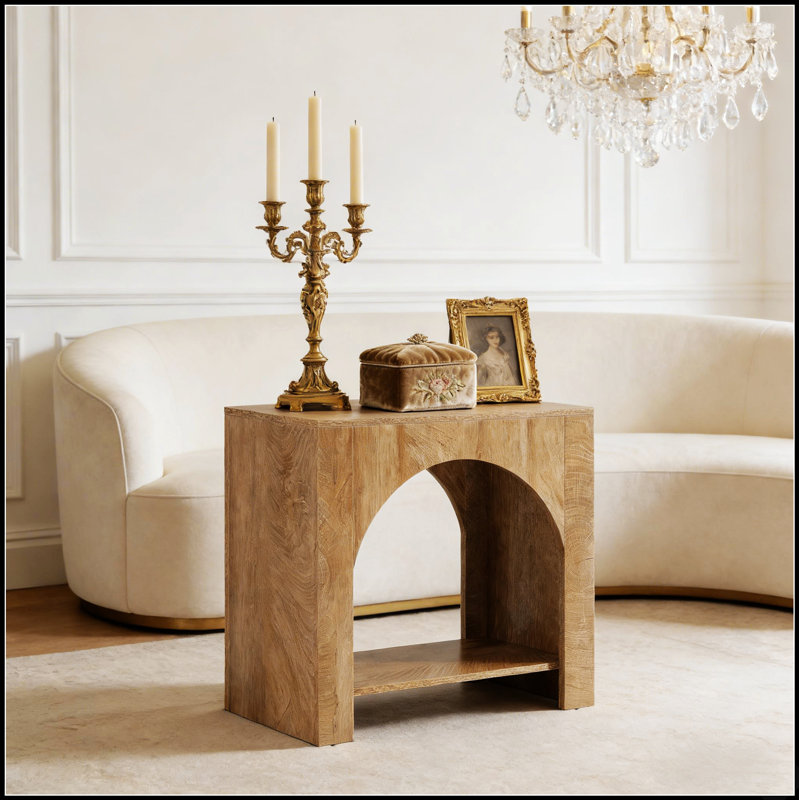 Table de chevet à 2 niveaux avec design classique et rangement spacieux, parfaite pour rehausser la décoration et l'organisation