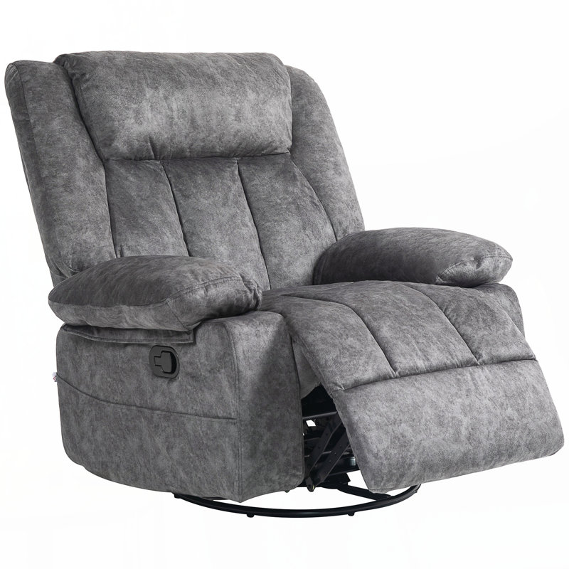 Fauteuil inclinable à bascule pivotant pour le salon, fauteuil inclinable en tissu pour chambre de bébé, fauteuil à bascule avec repose-pieds, gris anthracite HOMcom