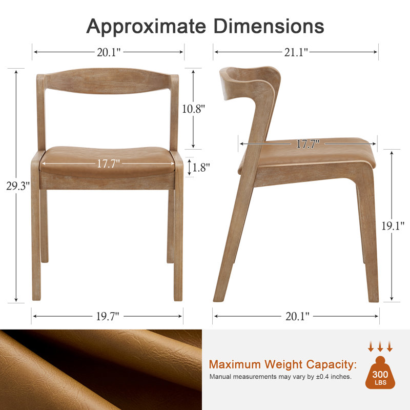 Chaise de salle à manger rembourrée avec dossier courbé 19,1 "Raeann ScandinRaeannn, Brun, Brown