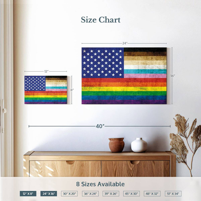 Grunge American Pride Flag, 16" H x 24" W