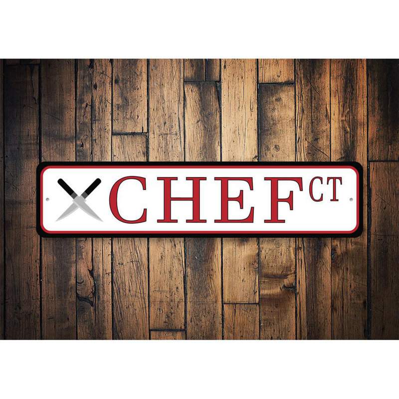 Chef Street Aluminum Sign, 6" H x 24" W x 0.06" D