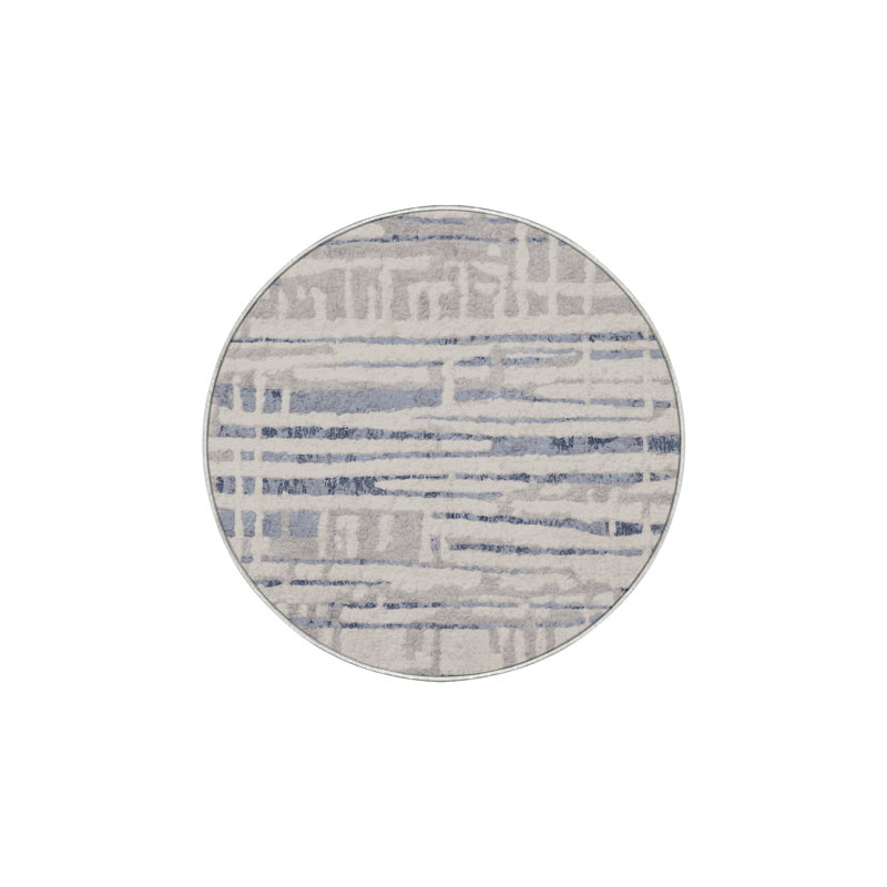 Machine Washable Beige Area Rug, Round 6'