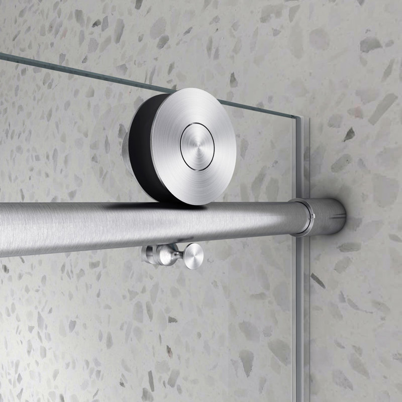 Porte de douche coulissante simple sans cadre de 60 po x H 76 po avec verre trempé transparent, accessoires en acier inoxydable