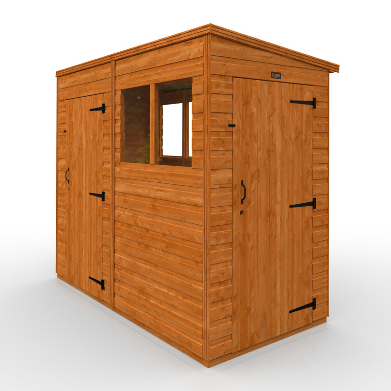 TigerFlex® Modular Buildings Solid Wood Shiplap Apex Garden Shed, 203cm H x 238cm W x 114cm D