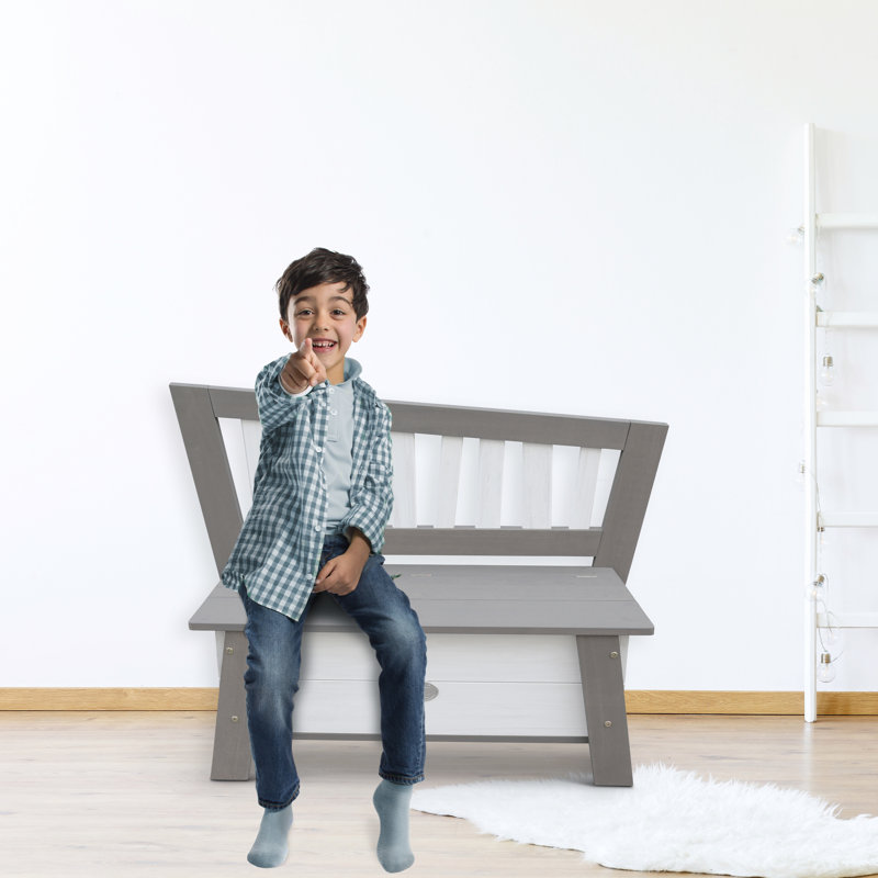 Corky Storage Bench, Grey/White