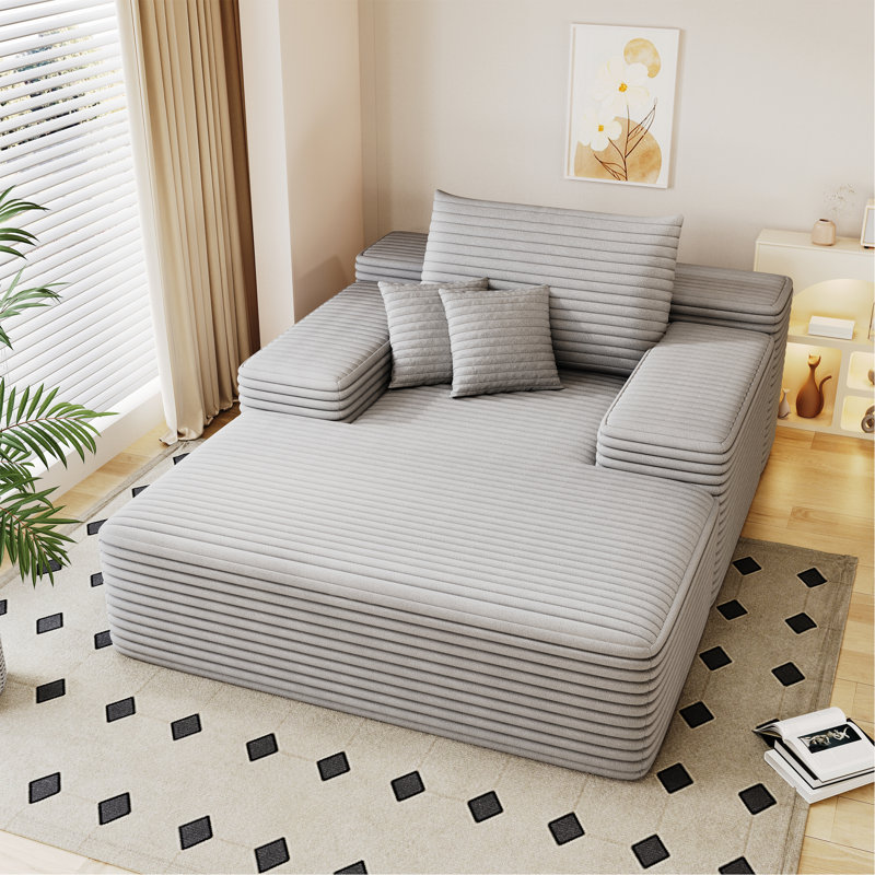 68 po x 51 po Méridienne intérieure, canapé-lit surdimensionné et rembourré, canapé-lit, chaises de lecture, coussins moelleux en fausse fourrure, nuages, pour le salon, gris