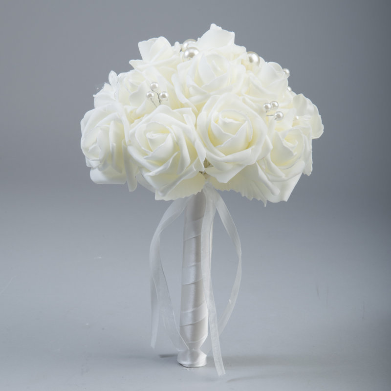 Tige de bouquet de roses en mousse, Ivoire