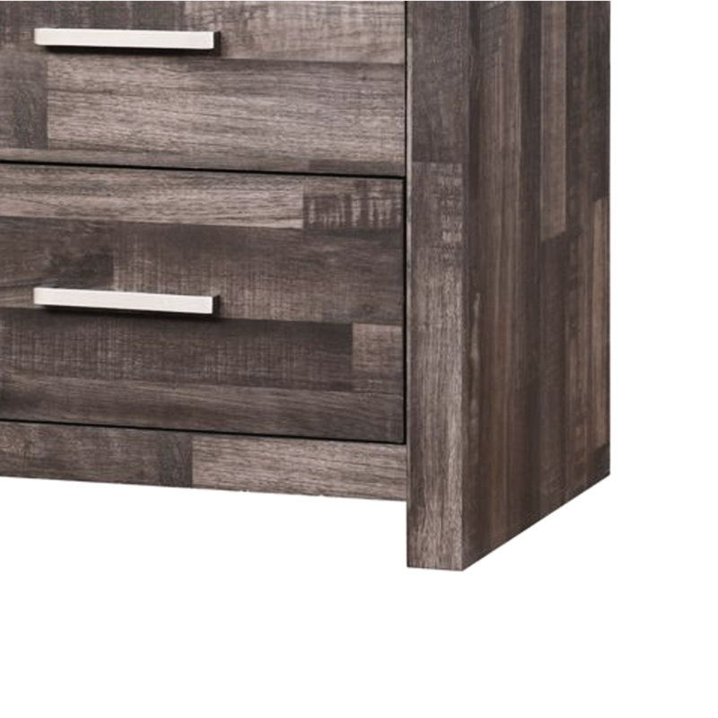 Table de chevet en pin massif avec placage de cerisier foncé - élégance rustique, rangement spacieux pour tiroir, décoration de chambre à coucher, 25 po x 16 po 24 po, brun, placage de genévrier et de papier, motif de planches, style contemporain, brun