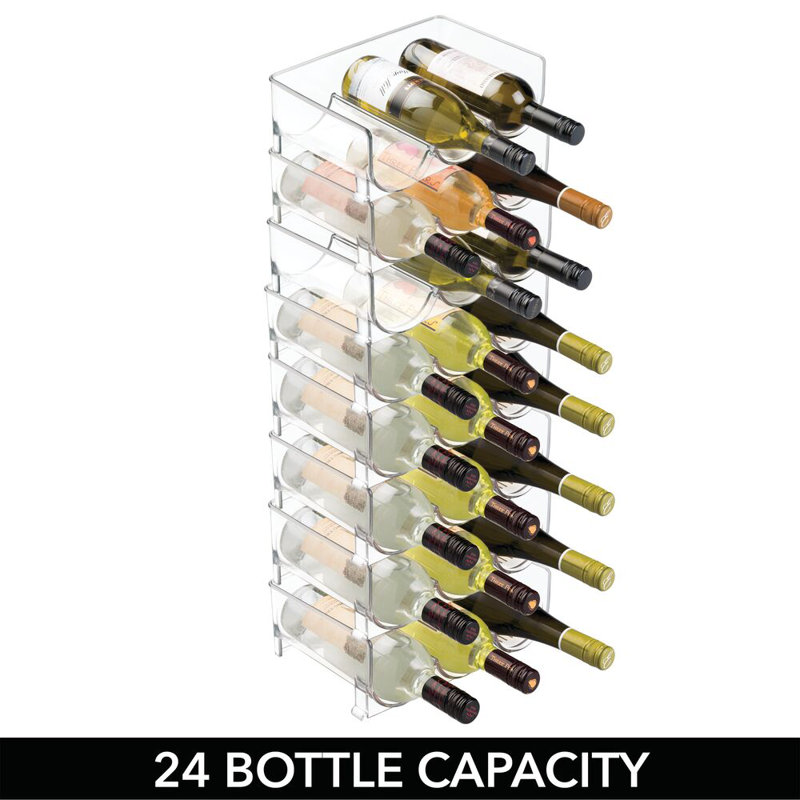 mDesign Plastic Stackable Wine Bottle Storage Organizer Rack