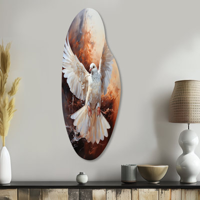 «Dove Of Serenity» - art mural asymétrique en métal incurvé